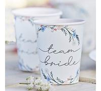 Ginger Ray Lot de 8 gobelets en papier pour enterrement de vie de jeune fille Motif Team Bride Rose