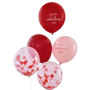 Ginger Ray Lot de ballons de Saint-Valentin en rose et rouge avec confettis