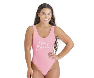 Ginger Ray Maillot de Bain Rose « Team Bride » pour Femme, pour Enterrement de Vie de Jeune Fille, Taille : 8-10