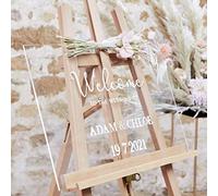 Ginger Ray Panneau de bienvenue en acrylique transparent personnalisable pour mariage, 2 x 68 x 43 cm