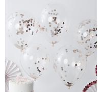 Ginger Ray-Party Balloons Lot de 5, Rose Gold Confetti Filled Decorative