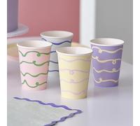 Ginger Ray Pastel Swirl Lilas Jaune Vert & Rose Gobelets en Papier Vaisselle de Fête Lot de 8