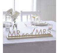 Ginger Ray Décoration de table de mariage « Mr et Mrs » en métal doré, 7,5 cm x 42,5 cm