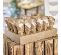 Ginger Ray Plateau de mariage avec 24 cônes en carton kraft et 168 g de confettis en papier vert pastel, neutre