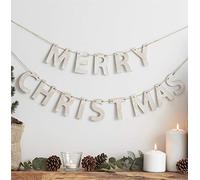Ginger Ray- Room Decorations 1.2 Meters Guirlande de Noël en Bois Rustique 1,2 m, Wooden Merry Christmas Bunting