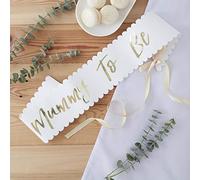 Ginger Ray- Shower Sash Décoration, Gold Foiled Mother To Be Baby, Blanc et Or
