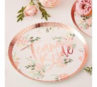 Ginger Ray- Team Bride Lot de 8 Assiettes de fête en Papier doré Poule, Rose Gold