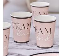 Ginger Ray- Lot de 8 gobelets en Carton, Team Bride Hen Party Paper, Rose