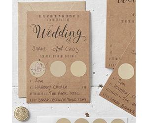 Ginger Ray-Unique Wedding Invitations Lot de 10, Kraft Scratch To Reveal