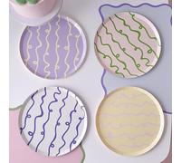 Ginger RayPastel Swirl Lilas Jaune Vert & Rose Assiettes En Carton Vaisselle De Fête 8 Pack