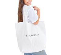 Ginger Ray Embroidered 'Bridesmaid' White Fabric Tote Bag Hen Party Accessory 55cm x 72cm, Uni, 55cm (W) x 72cm (H)