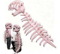 GINGER TECH Costume de squelette de dinosaure 3D en peluche, 90 cm/120 cm, tenue pour Halloween, cosplay, carnaval, accessoires photo (rose, 90 cm)