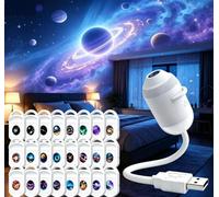 GINGER TECH HD Smart Dynamic 5D Veilleuse Holographique Projecteur Plug and Play Réglable à 360° Alimentation USB Ciel étoilé Planétarium Cadeau pour Enfants