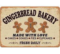 Gingerbread Bakery Made With Love - Affiche en métal - Décoration murale vintage - 30 x 20 cm