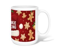 Gingerbread Biscuits Tasse à café en céramique 445 ml | Biscuit en pain d'épices, tasse à café, chapeau de Père Noël, accents de flocon de neige, ustensiles de cuisine de vacances