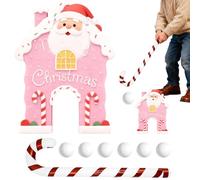 Gingerbread Golf Game, Cane Stick Portable Toy, Funny Indoor Outdoor Playset, Christmas Golf Course with Colorful Design and Easy Assembly, Entertainment Set for Family Room Party Holiday Carnival
