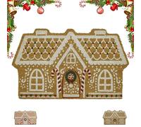 Gingerbread House Door Mat, Christmas Gingerbread House Shaped Area Rugs, Christmas Door Mat, Non Slip Absorbent Floor Carpet for Entrance, Kitchen, Bathrooms (B,50 * 80cm)
