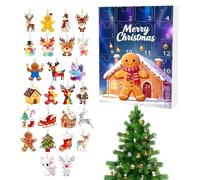 Gingerbread Man Christmas Countdown - 24 Day 2D Flat Ornament Calendar, Festive Holiday Gingerbread Decorations for Classroom, Desk, Wall, Tree and Family Home Décor, 10.24x7.09x1.18 inches