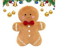 Gingerbread Man Plush, décoration de Noël Gingerbread | 35 cm oreillers doux Décoration pour les fêtes de vacances Familles Amis avec une forme d'homme en pain d'épice classique et une broderie 3D dét