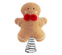 Gingerbread Man Tree Topper - Plush Ornament | Winter-Themed Plush Christmas Tree Topper; Festive Gingerbread Decoration for Indoor Home, Fireplace, Dining Table, Bookshelf, Party, and Holiday Décor