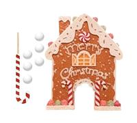 Gingerbread - Mini parcours de golf de Noël - Jouet de golf portable avec club de canne à bonbons et balles - Jeu de fête de Noël amusant pour enfants et adultes - Jaune