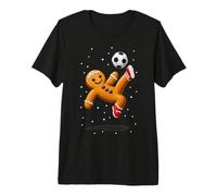 Gingerbread Plays Soccer Bicycle Kick Cookie Christmas Funny T-Shirt Haut de Gamme