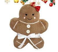 Gingerbread Plush Pillow, Cute Soft Christmas Throw Pillow, Cozy Holiday Decor Cushion, Huggable Festive Gift, for Kids Teens Baby Boys Girls Son Daughter Youth School Friends Family Party Use