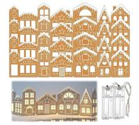 Gingerbread Village Magic, DIY Foldable Christmas Gingerbread House Cardboard Kit with LED Lights, Christmas Gingerbread Village Light-Up Decor, Village Home Decor Gift for Home Cabinets (4set)