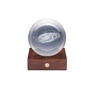 Gingko Cristal ambré 3D gravé au laser de qualité supérieure avec base en bois de noyer, lumières LED, bouton de contrôle tactile, 4 luminosités, chargement USB-C, emballé dans un coffret cadeau haut