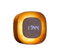 Gingko Design Lumos Réveil carré en frêne blanc | Réveil LED minimaliste avec lumière à intensité variable | Horloge de bureau ou de chevet rechargeable en bois avec contrôle tactile