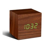 Gingko GK08G8 Click Clock Réveil Cube Effet Noyer LED Vert