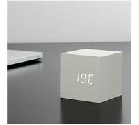 GINGKO - GK08W13 Click Clock Réveil Cube - Aspect Bois blanc - LED Blanc