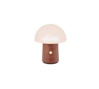 Gingko Lampe champignon Alice RVB à 7 couleurs changeantes, lumière d'ambiance et veilleuse, batterie longue durée, chargement USB-C, 3 modes d'éclairage, bois certifié FSC avec abat-jour ABS givré