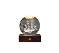 Gingko Lumière en cristal d'ambre, bateau à voile