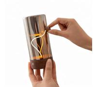 Gingko Solis Drift Light - Noyer | Lampe de table d'ambiance interactive magnétique rechargeable, lumière d'ambiance sculpturale LED avec lueur chaude