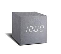 Gingko Wooden Cube Click Clock Aluminium Withe LED