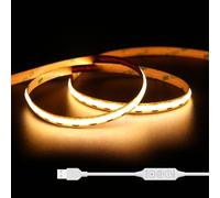 GINGSOW USB Bande Lumineuse LED COB 5V Blanc Chaud 2700K 3M, Dimmable Densité 960LEDs Ruban LED COB Flexible Découpable Bande LED Pour TV Rétroéclairage, Armoire, Chambre, Éclairage Maison DIY