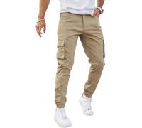 GINGTTO Homme Pantalon Cargo Slim Elastique Joggers Stretch | 6 Poches, Jambe Effilée, Poids Lourd, 30 Pouces, Travail, Randonnée