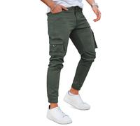 GINGTTO Homme Pantalon Cargo Slim Elastique Joggers Stretch | 6 Poches, Jambe Effilée, Poids Lourd, 30 Pouces, Travail, Randonnée