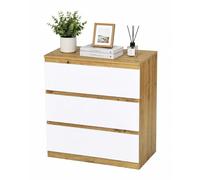 Ginhow Commode à tiroirs en chêne avec 3 tiroirs de 70 cm de large, petite commode pour chambre à coucher, commode moderne sans poignée, armoire avec tiroirs 70 x 40 x 75 cm