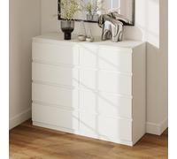Ginhow Commode blanche avec 8 tiroirs, armoire à tiroirs, pour salon, chambre à coucher, commode pour couloir, blanche, 120 x 40 x 98 cm