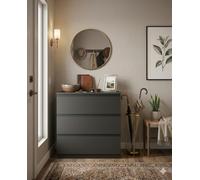 Ginhow Commode Noire avec tiroirs, 70 cm de Large, Noir Mat, Buffet en Bois, pour Chambre à Coucher, Salon, Petit Buffet, Couloir, 70 x 40 x 75 cm