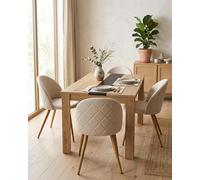 Ginhow Ensemble Table et chaises Salle Manger avec Table à Manger 110 x 70 cm et Lot de 4 Polaire chaises de Salle à Manger en Velours, Table de Salle à Manger Effet chêne, chaises Salle Manger