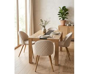 Ginhow Ensemble Table et chaises Salle Manger avec Table à Manger 110 x 70 cm et Lot de 4 Polaire chaises de Salle à Manger en Velours, Table de Salle à Manger Effet chêne, chaises Salle Manger