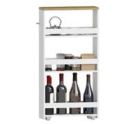 Ginhow Étagère à roulettes étroite avec roues | Chariot de rangement à 3 niveaux | Chariot de service compact pour petits appartements | Chariot de rangement en MDF blanc à monter soi-même