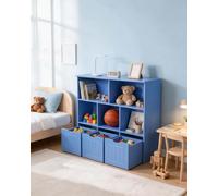 Ginhow Étagère Bleue pour Chambre d'enfant avec 3 caisses à Livres à | Bibliothèque pour enfants avec protection anti-basculement - Idéale pour les jouets et les livres dans la chambre d'enfant
