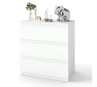 Ginhow Grande Commode Chambre 3 Tiroirs, Meuble de Rangement Chambre Moderne et Polyvalente, Table de Chevet Blanche Minimaliste, Petite Table de Chevet pour Plusieurs scènes