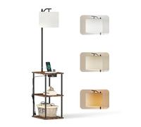 Ginhow Lampadaire Sur Pied Salon Bois, Lampe Sur Pied de Salon, Lampadaire Vintage, Lampe Etagere avec port USB et type - C, Floor Lamp avec espace ouvert sur 2 niveaux