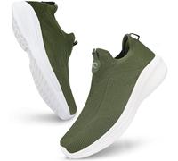 Giniros Hommes Chaussures Slip on Sneakers Chaussure sans Lacets de Course Baskets Fitness Running Chaussures de Respirante Chaussures de Tennis - Confortables et Légères, Vert 45EU