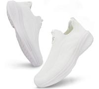 Giniros Hommes Chaussures Slip on Sneakers Chaussure sans Lacets de Course Baskets Fitness Running Chaussures de Respirante Chaussures de Tennis - Confortables et Légères, Blanc 43EU